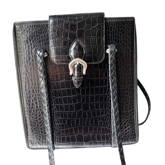 Vintage Brighton Croc Embossed Leather Shoulder Bag (1996) - Picture 4 of 11